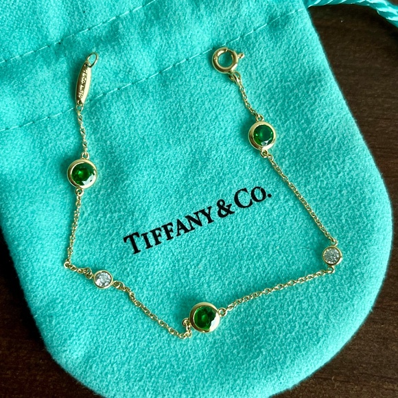 Tiffany & Co. Jewelry - SOLD Tiffany & Co. Tsavorite Diamond Color by the Yard Bracelet 18k Yellow Gold